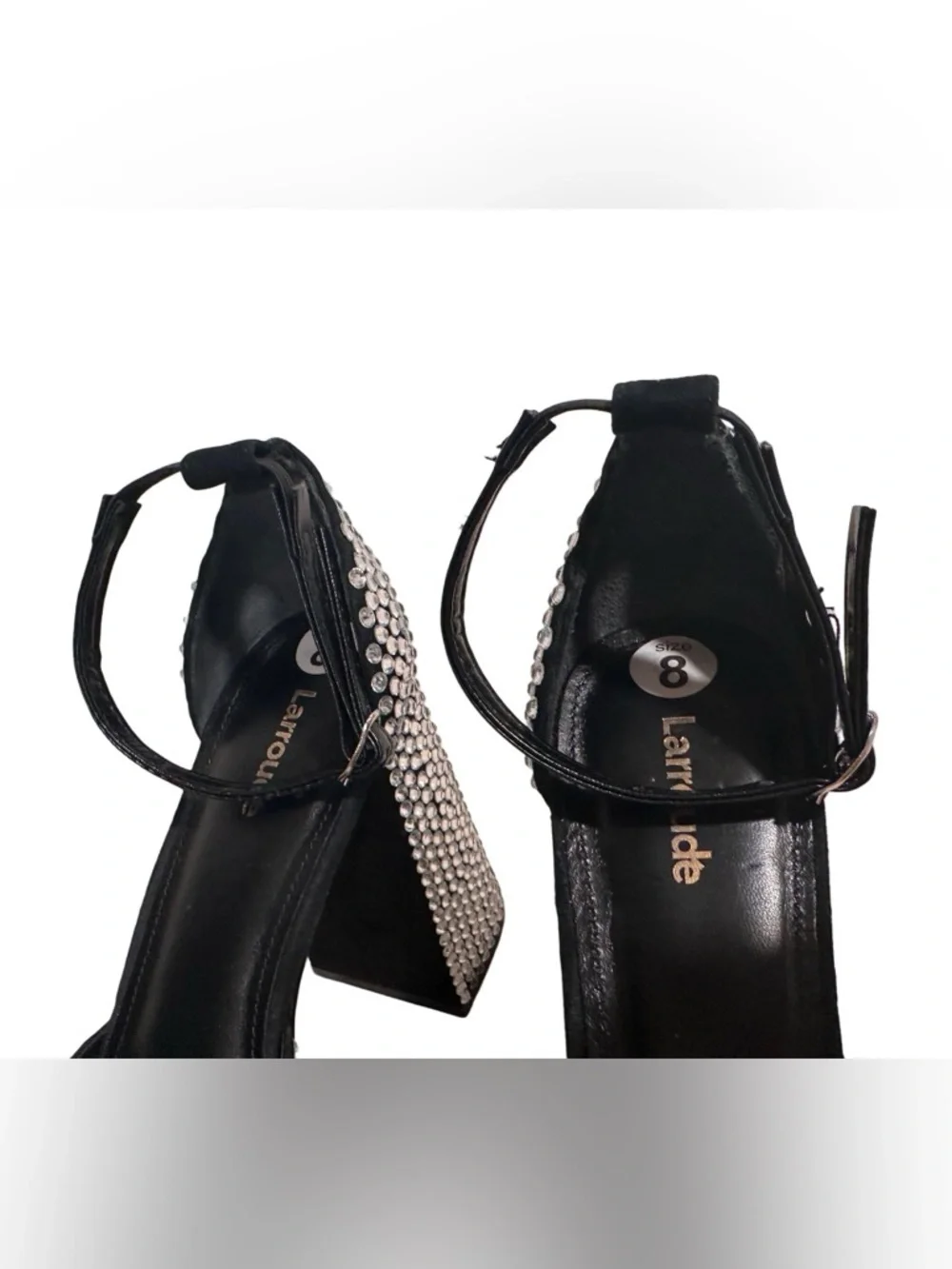 Larroude Dolly Bedazzled Platform Pumps Black Rhinestone Pumps Size 8